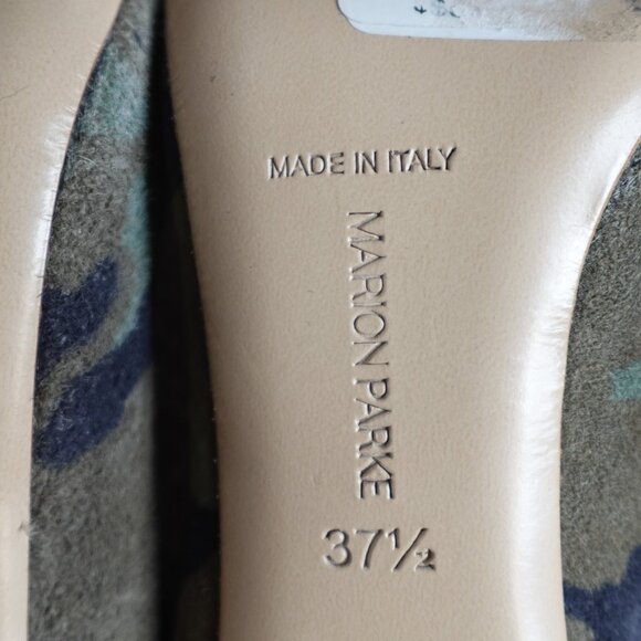 Marion Parke Womens Heels Pumps 7.5 37.5 Green Blue Suede Camo NEW - Picture 6 of 8